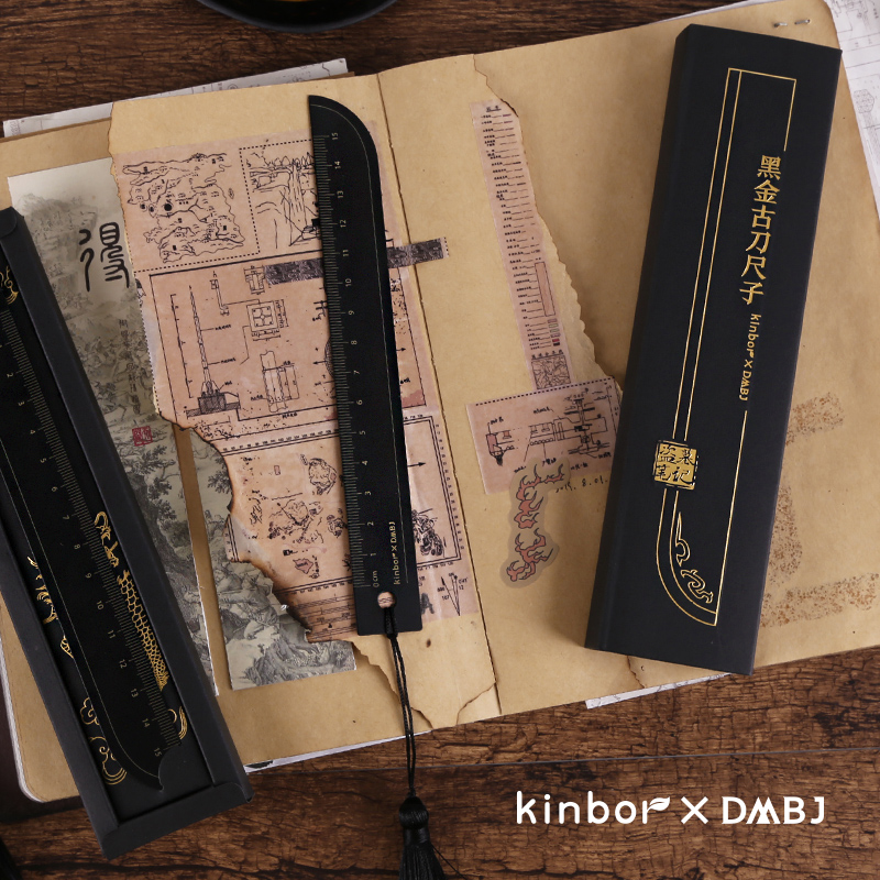 Kinbor Metal Ruler Chinese Retro Style Ancient Knife Scale Ruler линейка Student Personality Ruler Stationery School Supplies