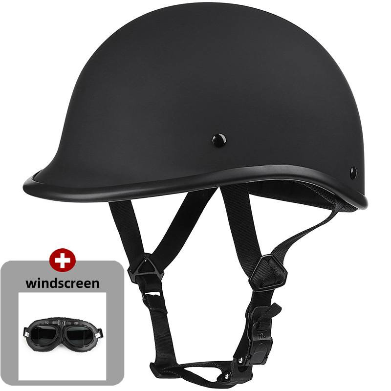 Medio casco de motocicleta casco Vintage alemán Moto motocicleta cara abierta retro scooter medio casco motociclista piloto casco: Marfíl / XXL