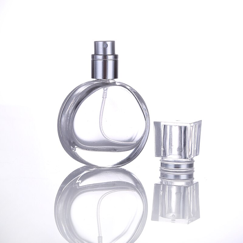 1 st 25ml mini parfymflaska i klarglasspray portabel resepåfyllningsbar kosmetika tom flaska sprayhuvud i aluminium