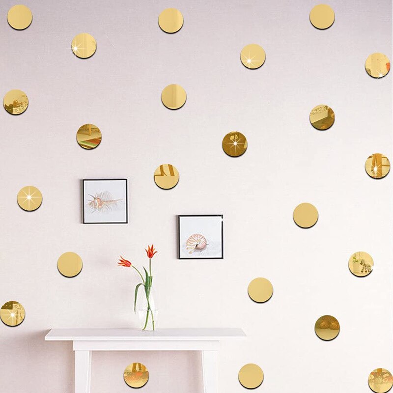 100 stk rund cirkel akryl spejl klistermærker tapet dekorativ væg klistermærke børnehave soveværelse stue klistermærke
