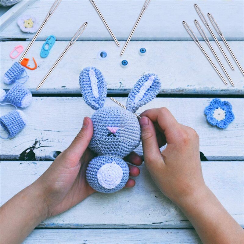 Nonvor 18 PCS Large-Eye Blunt Needles, Needle Embroidery Tapestry Hand Sewing tools, Stainless Steel Needles, Plastic Bottle