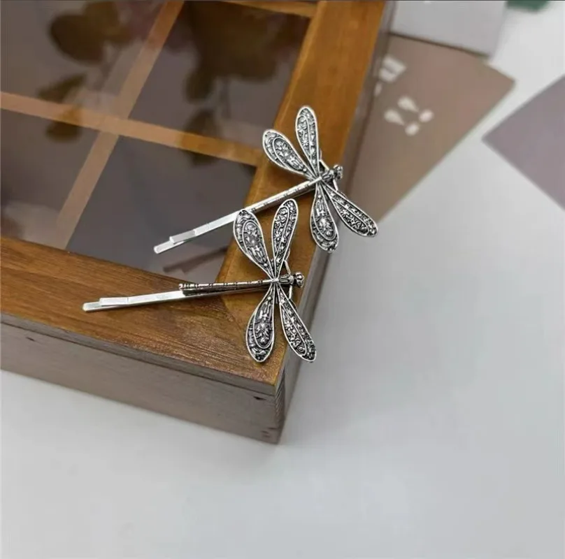 1/2pcs Dragonfly Hairpin Barrettes Retro Exquisite Silver Cartoon Insect Hair Clip Bobby Pin Grip Headwear Accessories