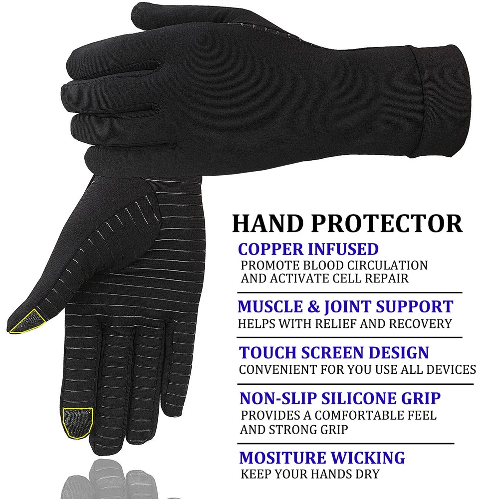 Guantes de compresión de cobre para artritis, alivio del dolor de manos, túnel carpiano, reumatoide, inflamación, tendinitis, dedo gatillo