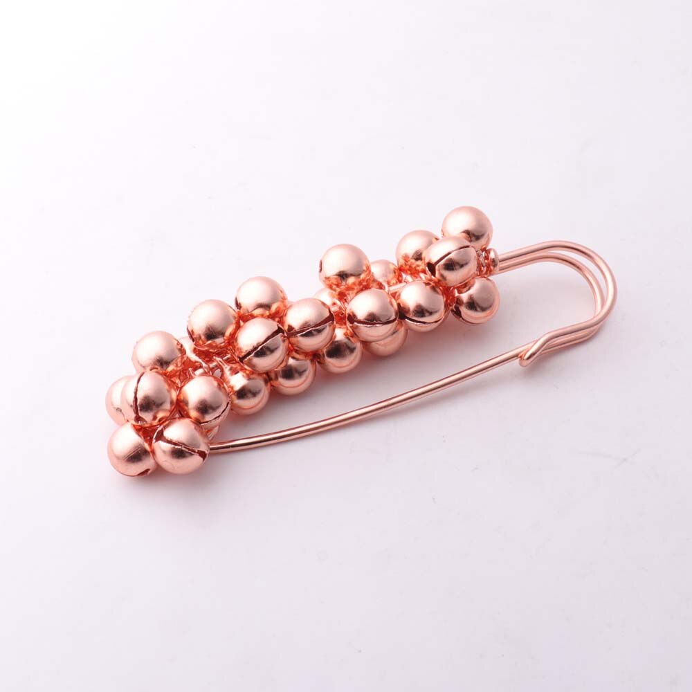 1 stk rosa guld guld bronze farve top kvalitet store sikkerhedsnåle broche med klokke / perle / perle til kvinder dekoration: Rosa guld med klokke