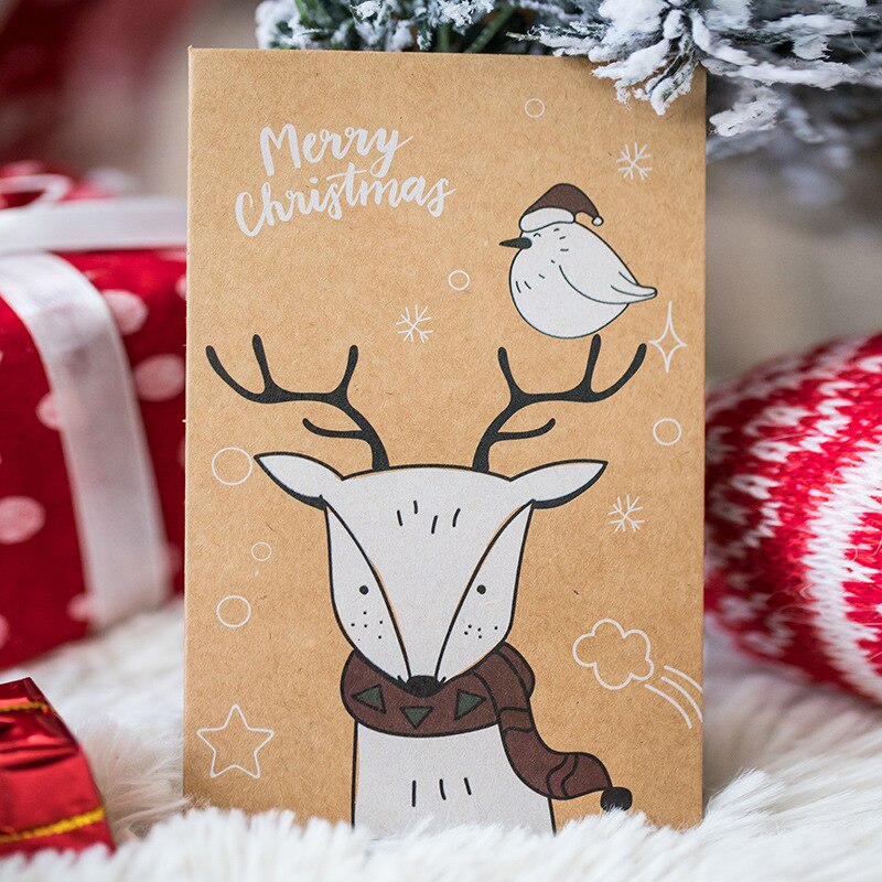 20 sæt glædelig jul kraftpapirkort med kuvert flamingo hjorte lykønskningskort postkort xmas invitationskort kuvert