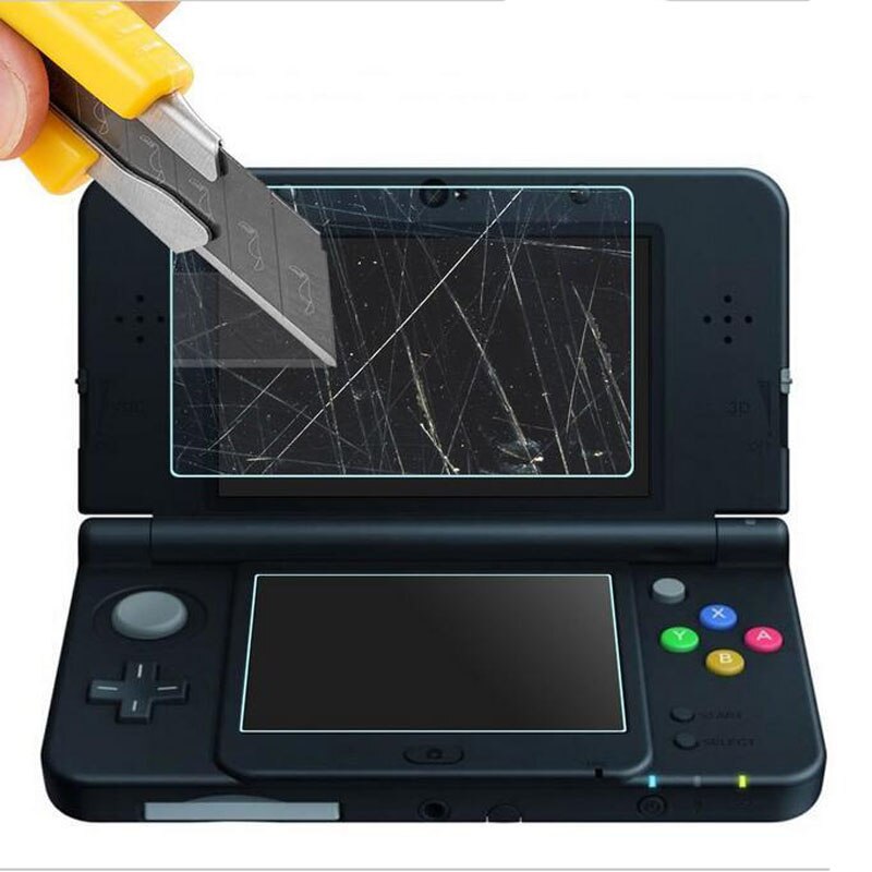 Top Tempered Glass LCD Screen Protector+Bottom PET Clear Full Cover Protective Film Guard for Nintendo Small 3DS Console