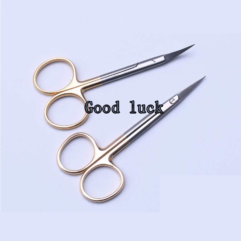 9.5 Cm Bocht Hoofd Gewone Goedkope Oog Schaar Schoonheid Schaar Cut Tissue Schaar Tool Goud Zwart 2 Kleuren Voor Gekozen