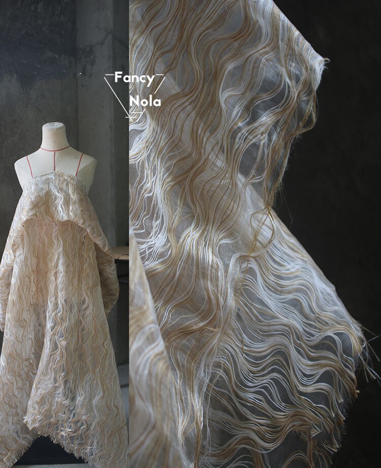Tela de gasa entrelazada de hilo de algodón, tejido de textura ondulada, bricolaje, ropa, vestido, sándwich, tul, CG053