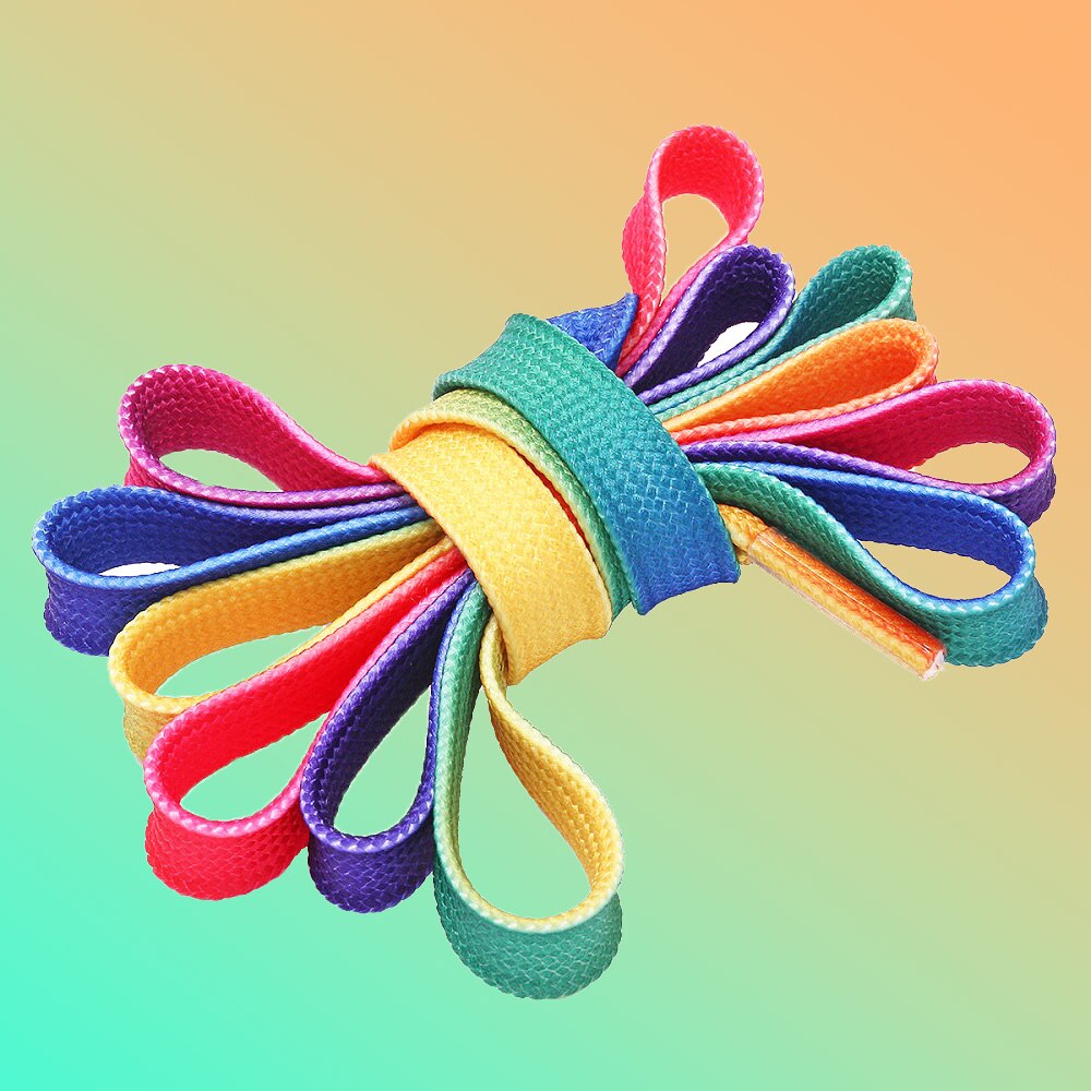 Bunte Schnürsenkel 120CM Breite Spitze Regenbogen Gradienten Druck Flache Leinwand Schuh Spitze Schuhe lässig Chromatische Farbe Schnürsenkel Für Turnschuhe