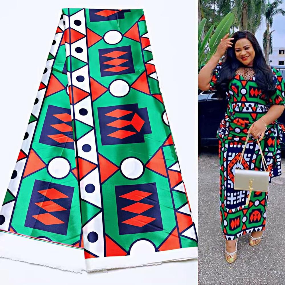 Afrikaanse Stof Vrouwen Jurk Afrikaanse Zijde Stof Satijn Zijde Voor Kledingstuk Naaien 5Yards