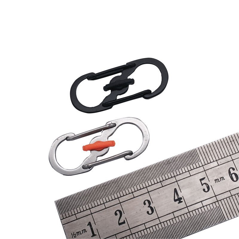 Mosquetón de acero inoxidable tipo S con cerradura, Mini llavero con gancho antirrobo, mochila de Camping al aire libre, hebilla, Herramienta de bloqueo con llave