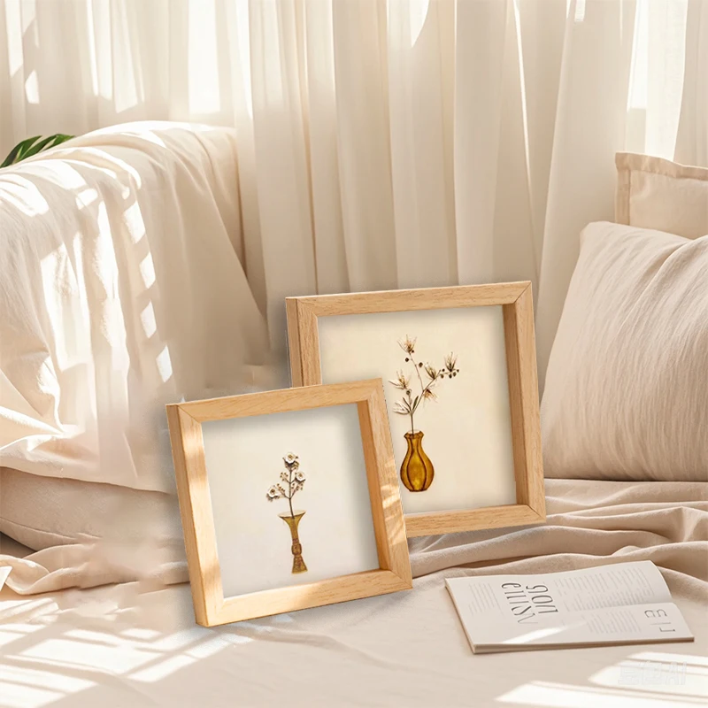 Minimalistische vierkante houten fotolijst voor 6x6 inch foto's, kleine holle witte fotolijst voor 4x4 inch, 8x8 inch, 10x10cm 15x15