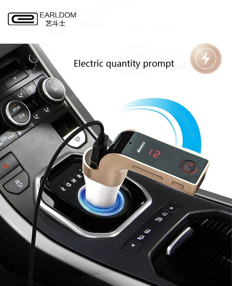 Earldom-cargador USB de teléfono móvil para uso en coche, soporte MP3, tarjeta SD, Bluetooth, manos libres, llamada, Radio FM, emisor de conexión, salida de 5V 2A