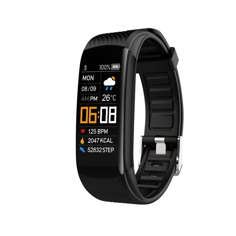 C5S Smart Bracelet Blood Pressure Bluetooth Heart Rate Fitness Information Tracker Watch Reminder Smart Band For Men Women: black
