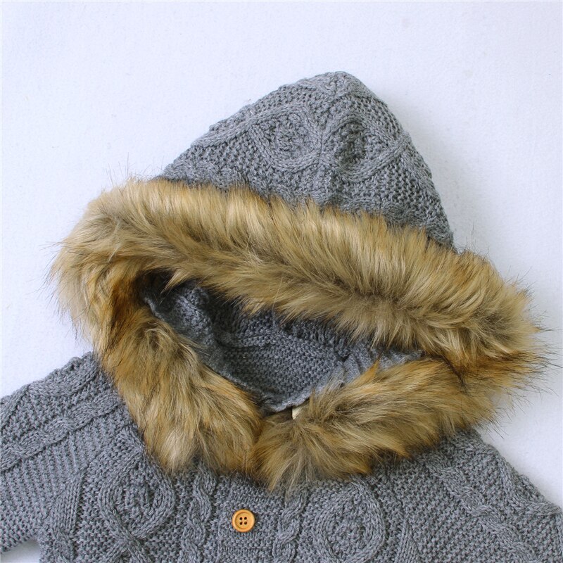 herbst Kleinkind Baby Jungen Mädchen Strampler Langen Ärmeln Gestrickt Mit Kapuze Warme Dicke Kleidung Herbst Winter Kleidung