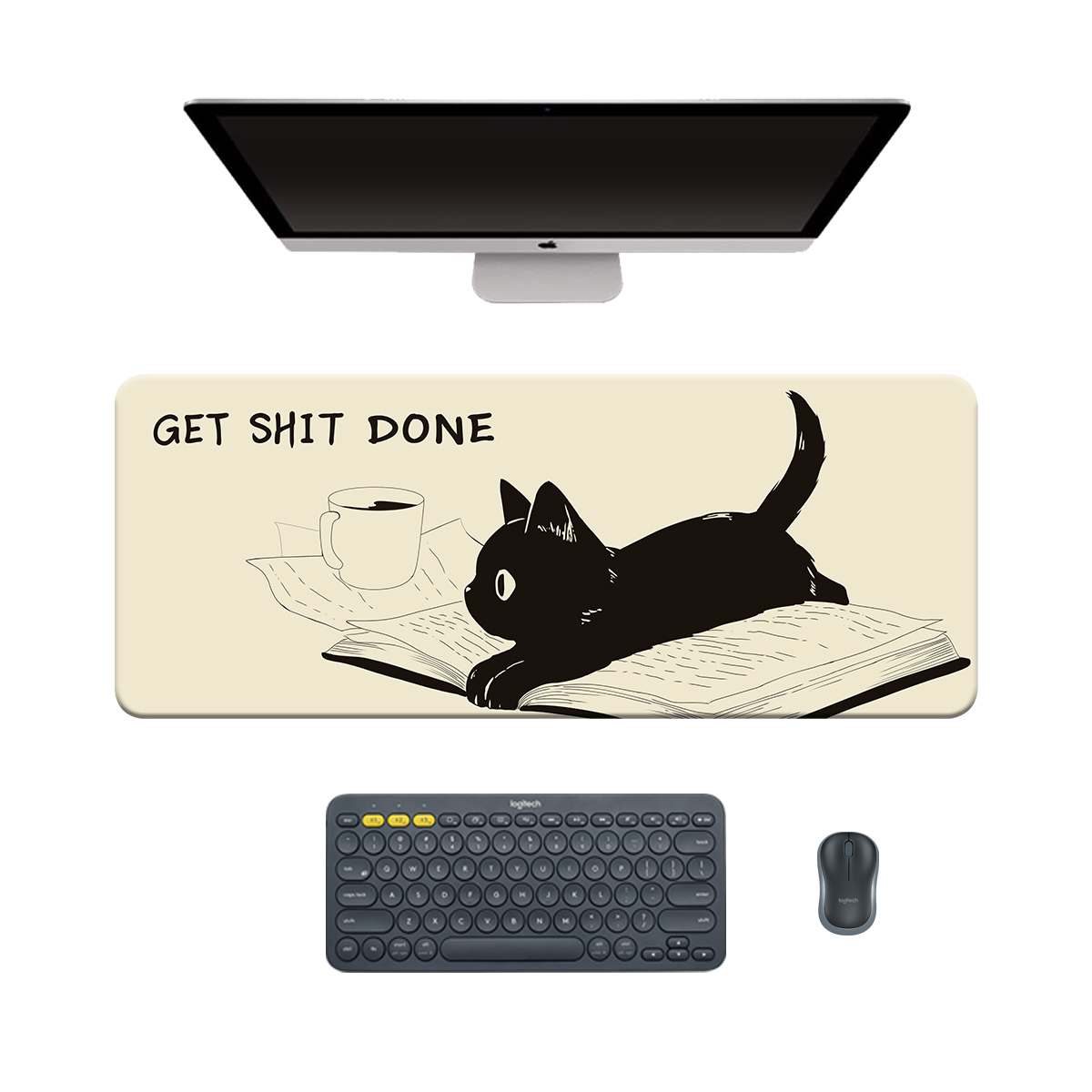Süßes Mauspad, Kunst, Kawaii-Katze, Computer, XXL, Tastaturmatten, großes Spielen-Mauspad, Schreibtischunterlage, PC, Gamer, Büro, Zuhause, Tisch, Mauspad: XXL / Weiß