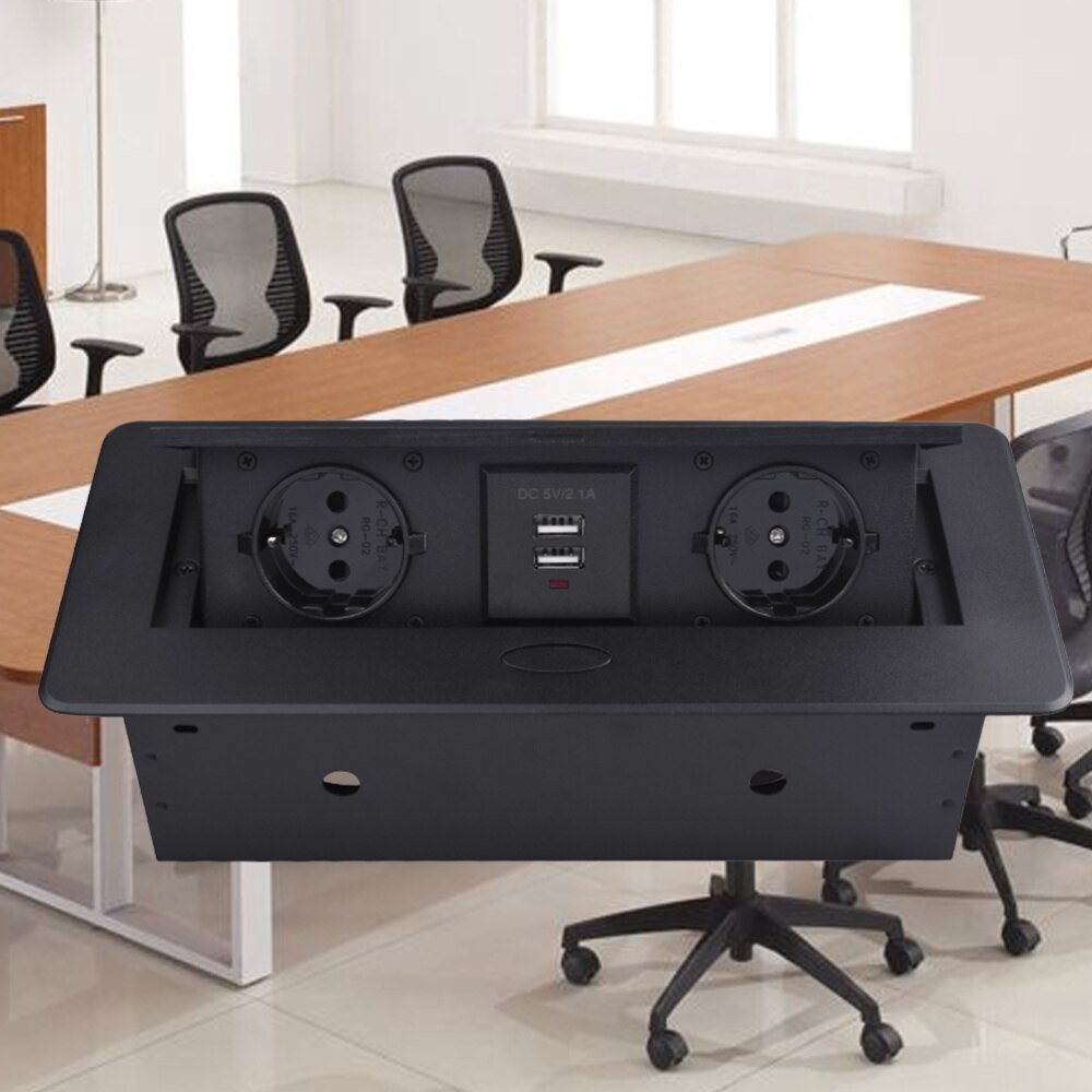 Circle Angle Damped Multimedia Outlet Socket Connection Box Desktop Socket for Conference Room (Silver)