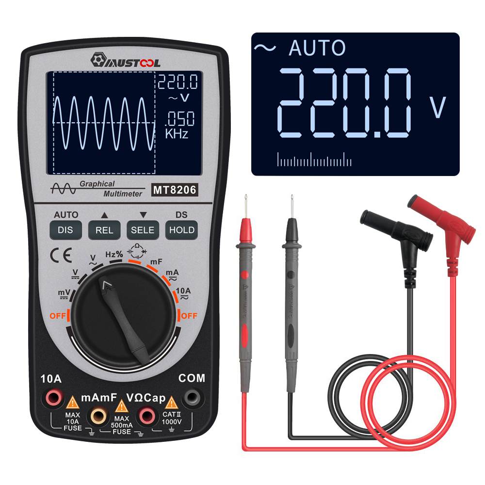 Verbesserte 2 in 1 MT8206 MUSTOOL Intelligente Digitale Oszilloskop Multimeter mit Analog Bar Graph 200 k High-speed-EINE /D Probenahme