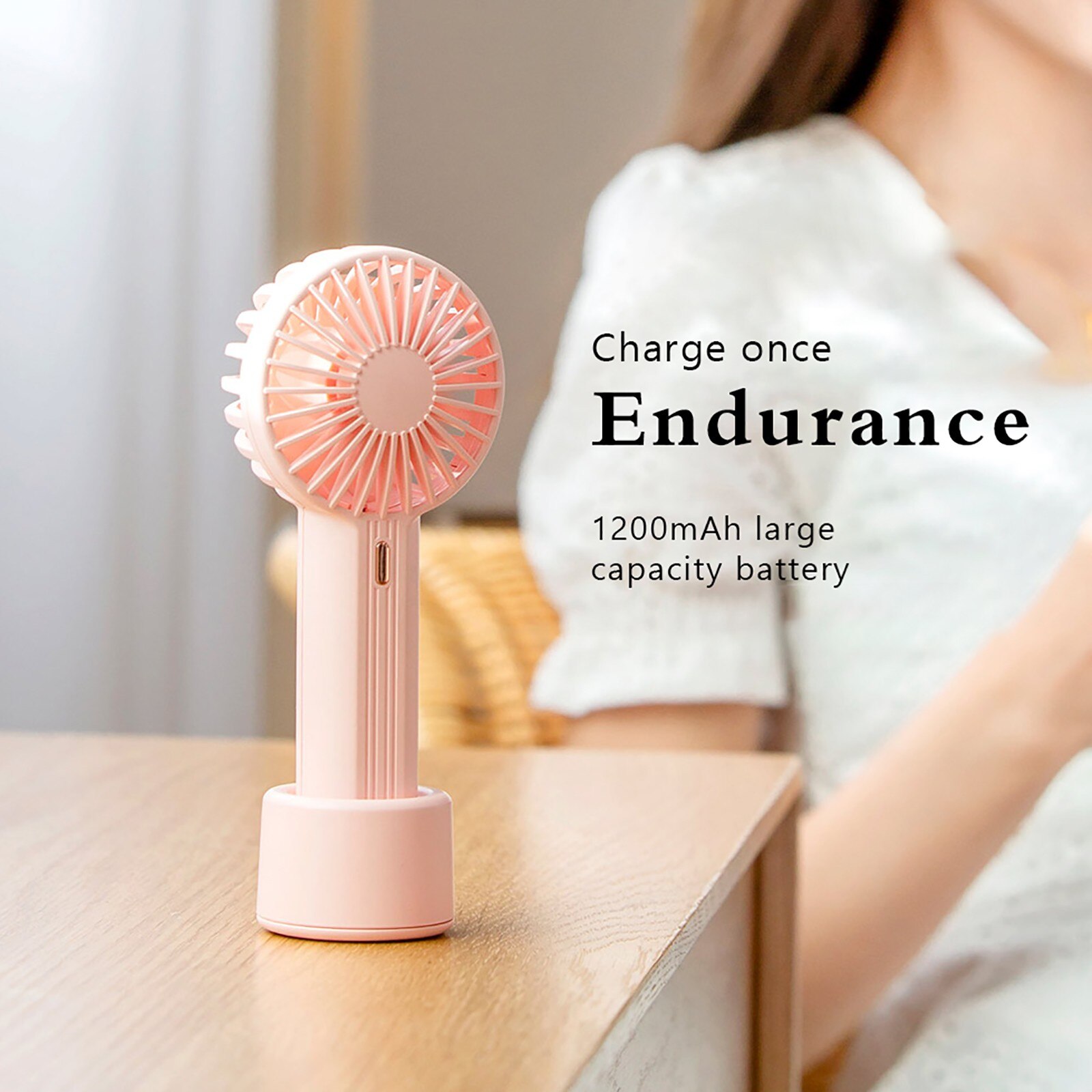 Summer 1pc Cute Portable Mini Fan Handheld Usb Chargeable Desktop Fans 3 Mode Adjustable Summer Cooler For Outdoor Travel Office
