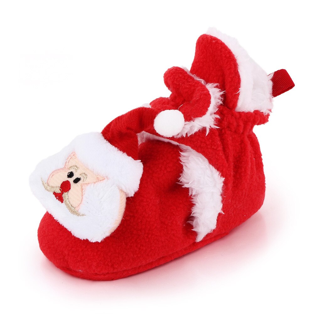 Kerst babyschoentjes babyjongens meisjes winter warme kerst eerste loopschoenen schattige laarsjes kerst zachte zool babyschoentjes: Rode kerstman / 12cm