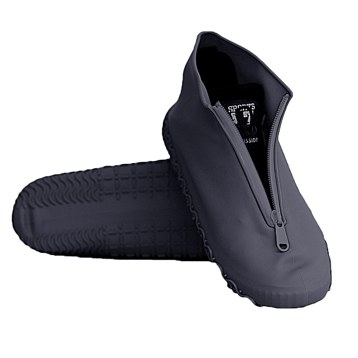 1 par anti-regn emulsions skoovertræk med lynlås bærbar genanvendelig tyk sål vandtæt fodtøj tilbehør beskyttende udendørs