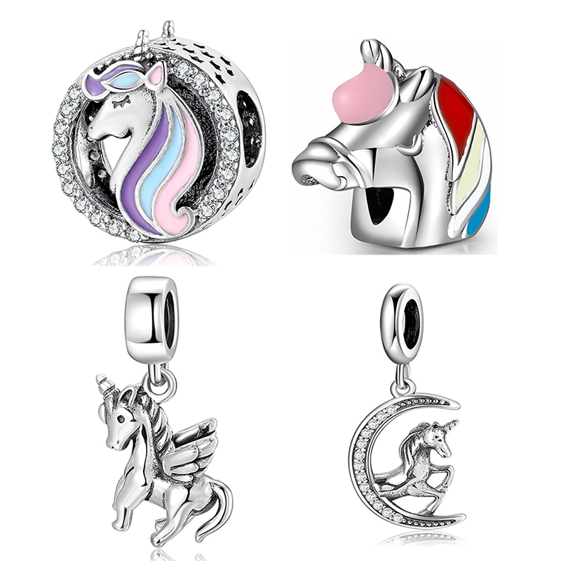 925 Sterling Silver Patron Saint Unicorn Beads Charm Fit Original Charms JIUHAO Bracelet Jewelry Making