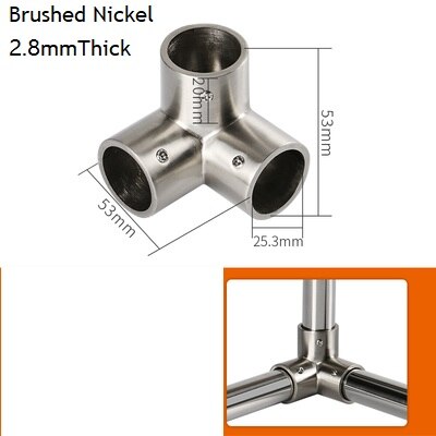 Adaptateur de Tube de tige épais 25mm | Embout de connexion T 2 3 4 5 voies, affichage en alliage de Zinc, Chrome Nickel brossé 4 pièces/lot: Brush Y 3-way