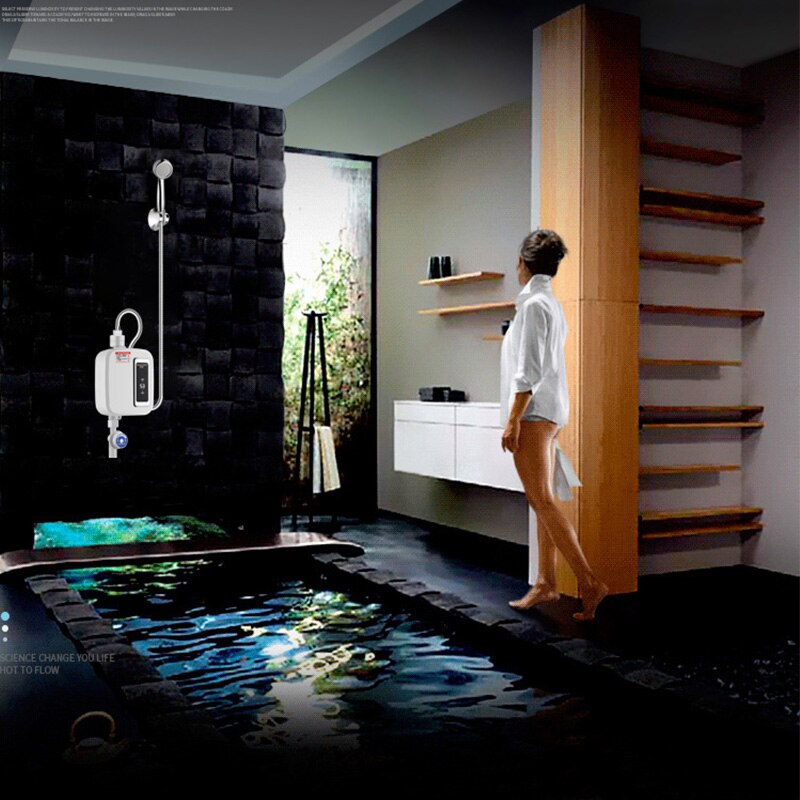 220V 3500W Electric Water Heater Instant Tankles water heater Mini heater with LCD Display EU Plug for Kitchen Bathroom Home