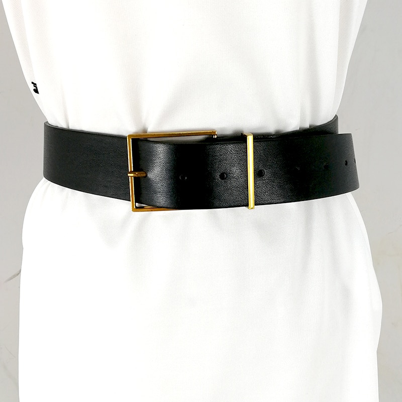 Plus size corset belt simple gold buckle both side pu leather belts for women dress cummerbunds wide jeans ceinture