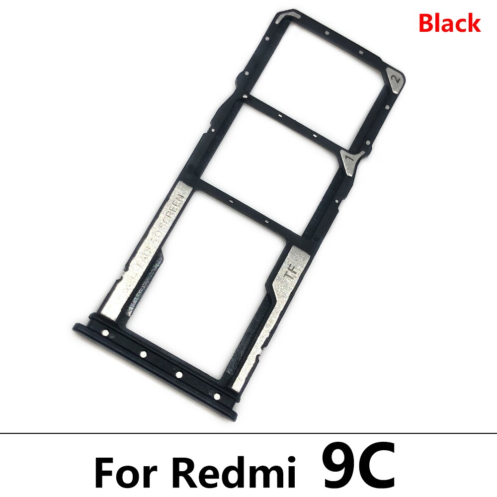 Sim Kaart Lade Voor Xiaomi Redmi 9A 9C 9T Sim Card Tray Slot Houder Adapter Socket Reparatie Onderdelen: 9C black