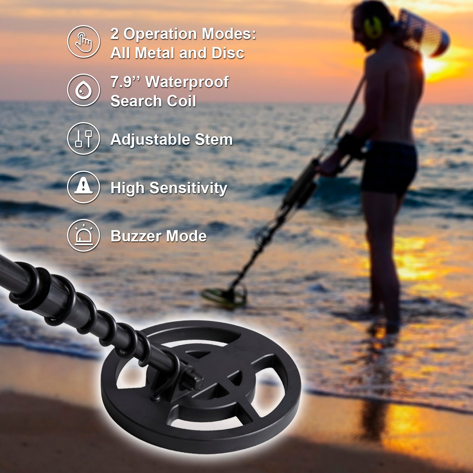 GTX5030 Metal Detector Pinpointer Metal Detectors with Headphone Shovel Rack Underground Depth Gold Detector
