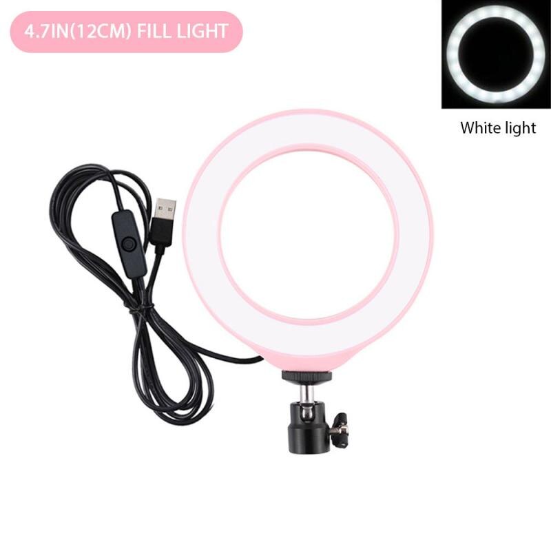 4.7Inch Led Ring Light Camera Lamp Of Statief Stand Telefoon Houder Usb Led Ring Vlogging Fotografie Video Verlichting Voor live Broadcas: 02 Pink