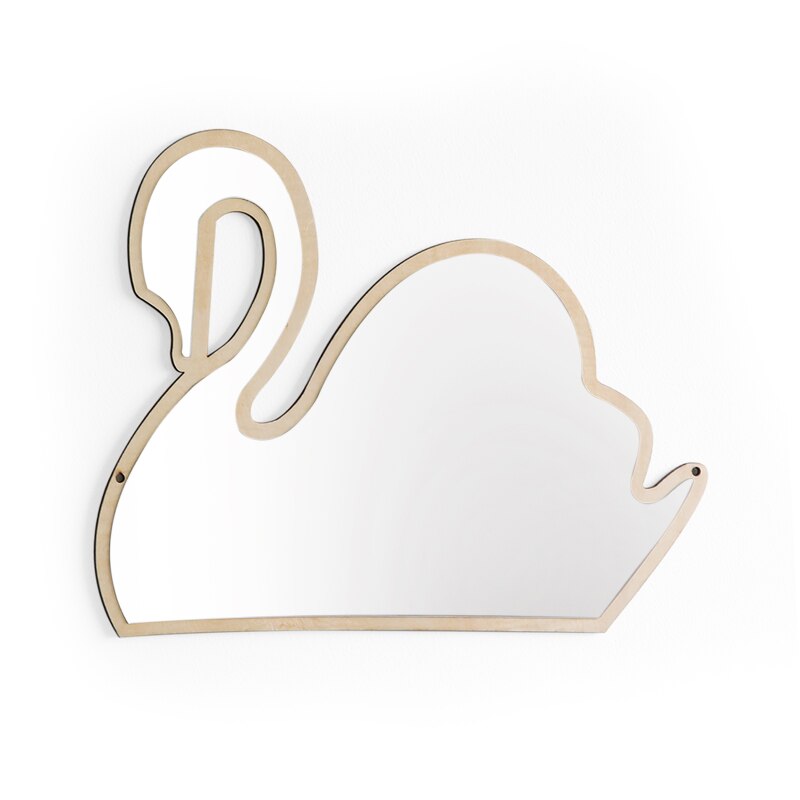 Nordisk skandinavien stil kawaii barnkammare dekorativ spegel väggmålning venetiansk badrum rund plexiglas vägg spegel dekorativ spegel: Svan
