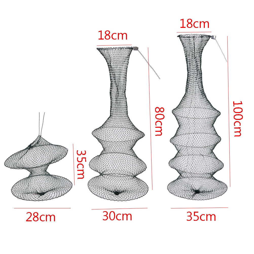 Folding Round Metal Frame Nylon Mesh Crab Crawdad Shrimp Minnow Bait Trap Cast Fish Net Fishing Landing Tackle Accessory Tool