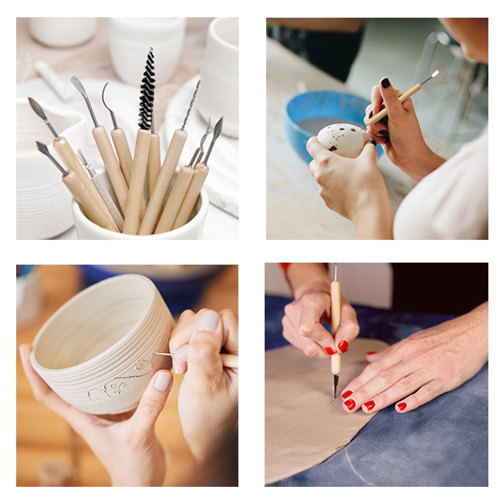 11Pcs Wooden Handle Sculpting Tools Arts Crafts Modeling Carving Tools Beginner Modeller Clay Sculpting Tools Set