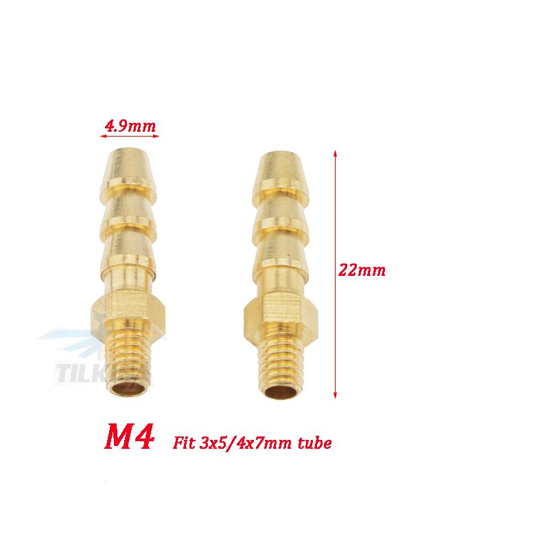 Rc Boat Brass Water cooling faucet M3/M4/M5/M6 Thread Water Nipples Fuel Nozzles For Methanol Gasoline Boat 2pcs: M4xL22mm