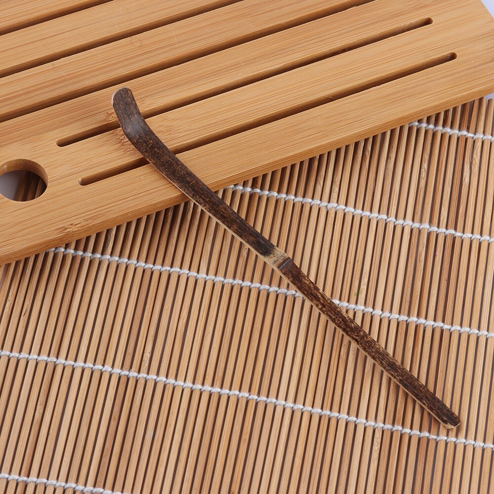 1PC Schwarz Bambus Holz Tee Stöcke Matcha Löffel Blatt Spachtel würzen Gerät Tee Schalen Kochen Utensil Teegeschirr Küche Werkzeug