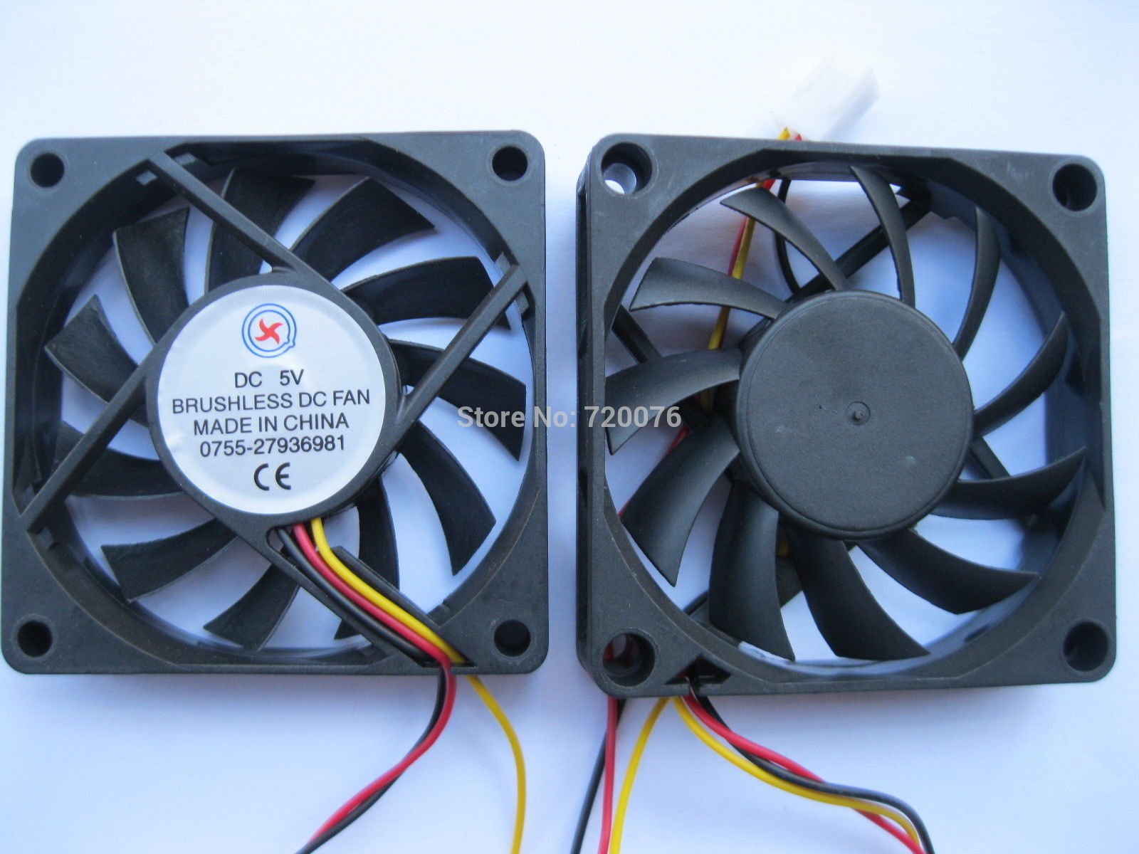 2 stks Borstelloze DC Cooling Fan 11 Blade 5 v 7015 s 70x70x15mm 3 Draden