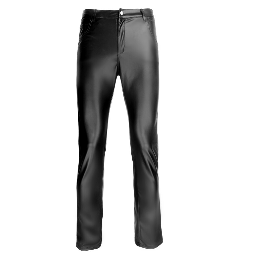 Calça masculina de couro slim, calça justa de moto, calça de couro masculina, calça de látex para motocicleta, calças masculinas para meninos