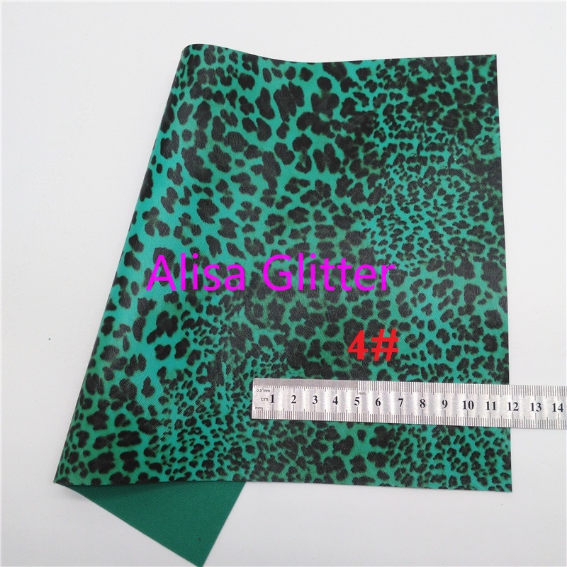 1 stk  a4 størrelse 21 x 29cm alisa glitter grøn glitter stof, leopard havfrue kunstlæder stof, syntetisk læder til bue diy  k101c