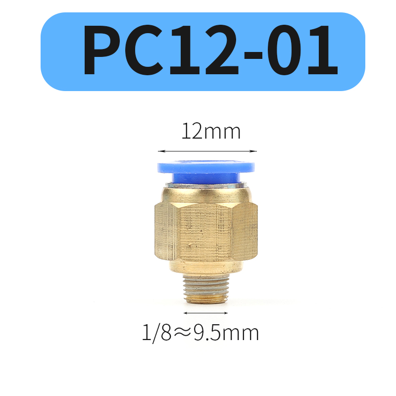 PC Air Pneumatic Fitting 4mm 6mm 8mm 10mm 12mm Male Thread 1/4 1/2 1/8 3/8 Compressed Hose Tube Pipe 4-M5 6-M5 Quick Connector: PC12-01