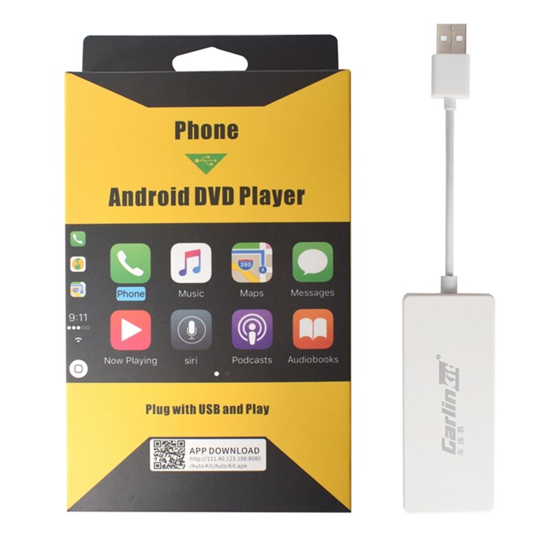 USB Auto Carplay Dongle for Android phone Wireless System Screen Smart link Support Mirror-link Online Map Music: White