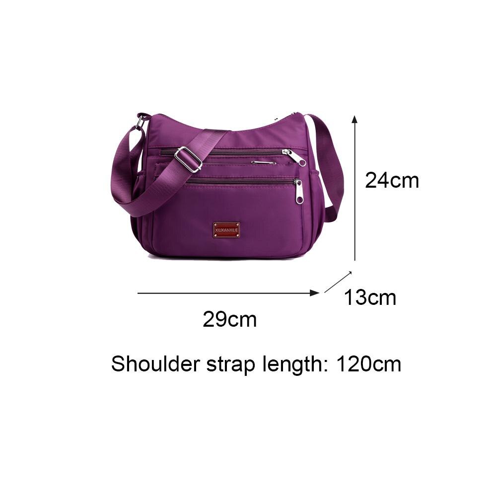 Schoudertas crossbody dames waterdicht nylon stevig comfortabel prachtig duurzaam rits messenger handtas: Paars 