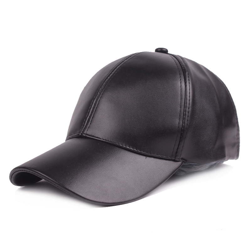Damer og menn hatt pu skinn baseballcaps visir lys brett solid herre hiphop-caps utendørs solhatt justerbare sportscapser: Svart