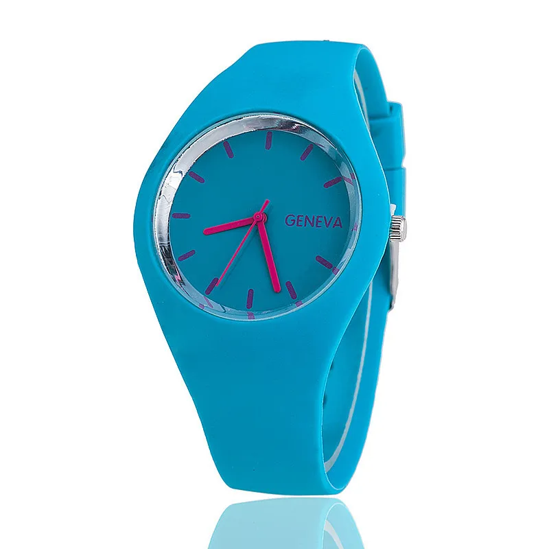 Men watch Women Cream Color Ultra-thin Silicone Strap Leisure Watch Geneva Wristwatch Women's Jelly Watches: Red