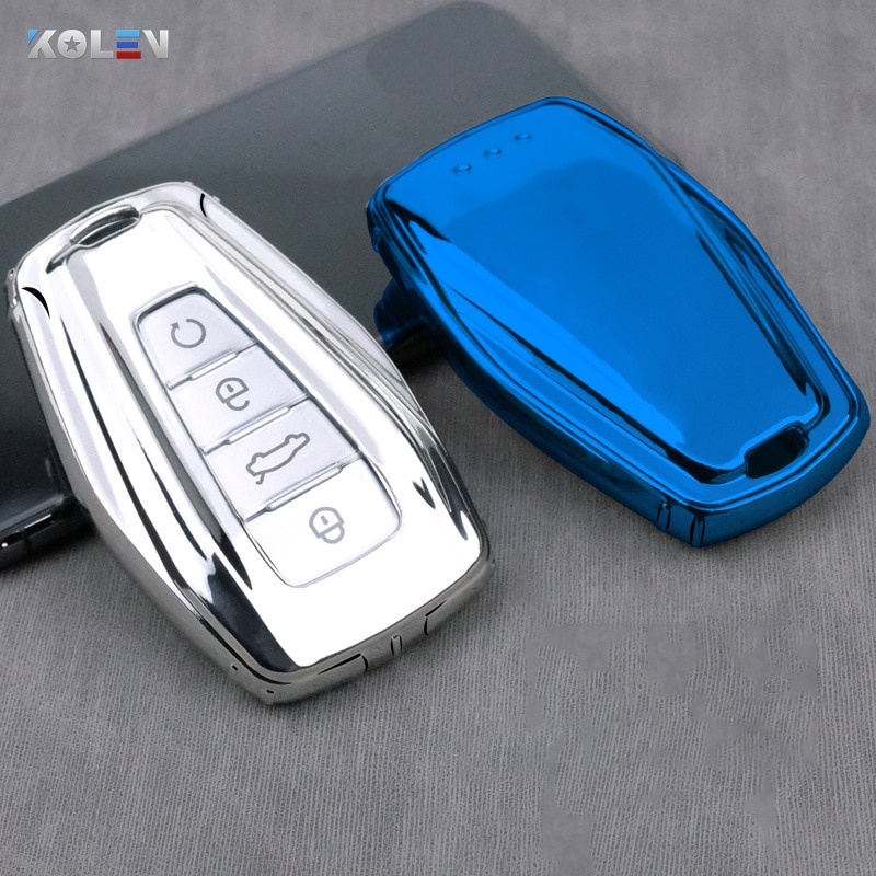 Soft TPU Car Remote Key Case Cover Holder Shell Geely Coolray 4 Buttons Car Styling Accessories Fob Buckle Keychain
