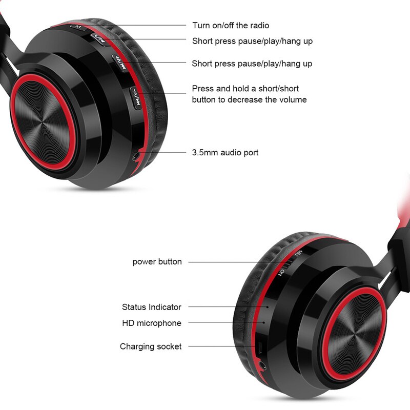 SIFREE Wireless Headphones - Bluetooth 5.0 Headset - Foldable with Mic - TF Card & FM Radio Support