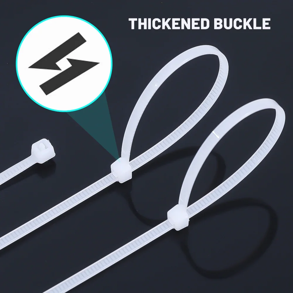Bridas para cables de nailon y plástico, correas de Cable autoblocantes, Cables ajustables, bucle de sujeción, brida con cremallera para el hogar y la Oficina, , 500/100 Uds.