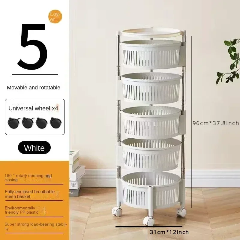Kitchen Rotating Rack Floor-to-ceiling Household Multi-functional Vegetable and Fruit Corner Rack Multi-layer Vegetable Basket: Blue