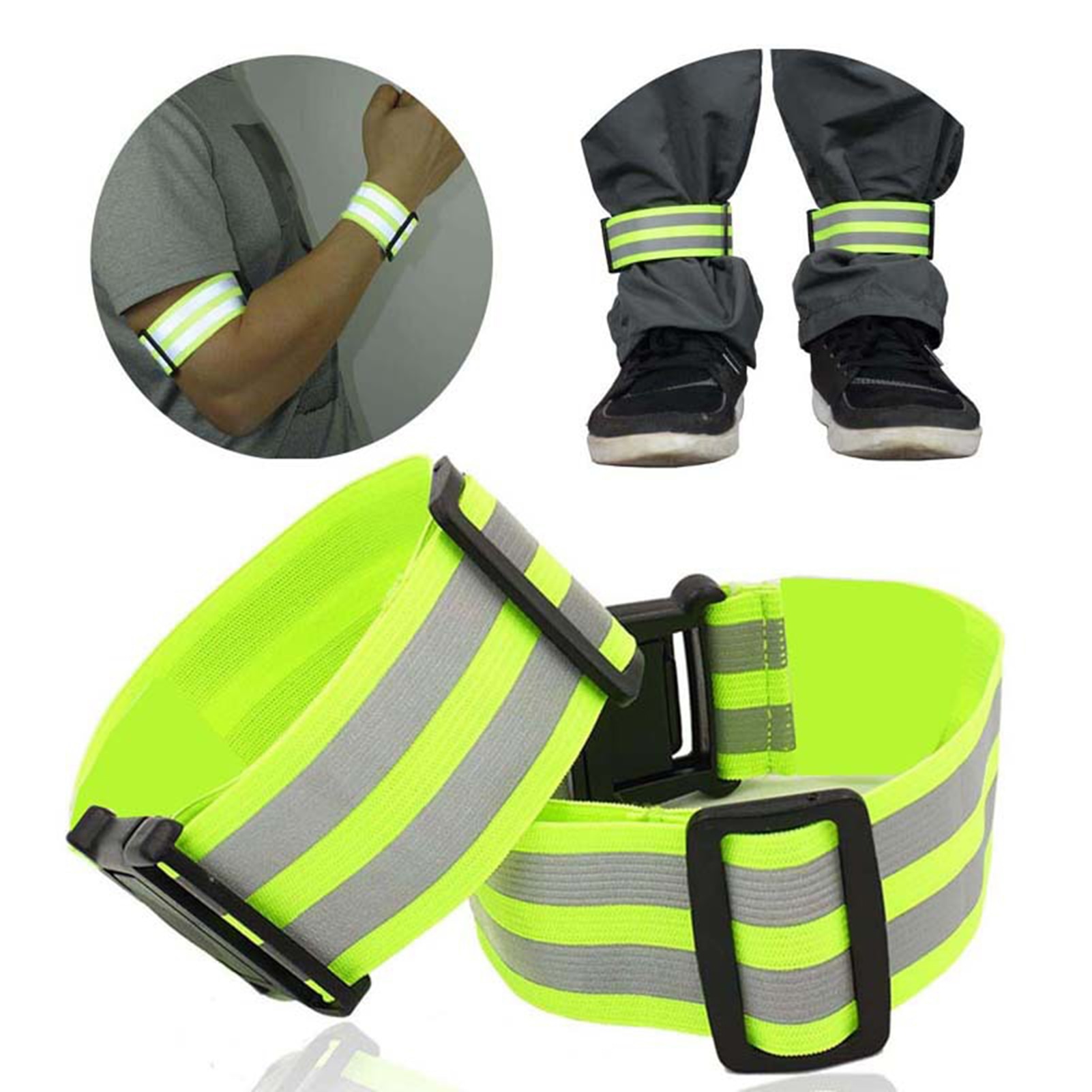 Reflective Band Adjustable Safe Bicycle Reflective Strap Promote Safety Variety of Wearing Methods Circular Flashing Effect